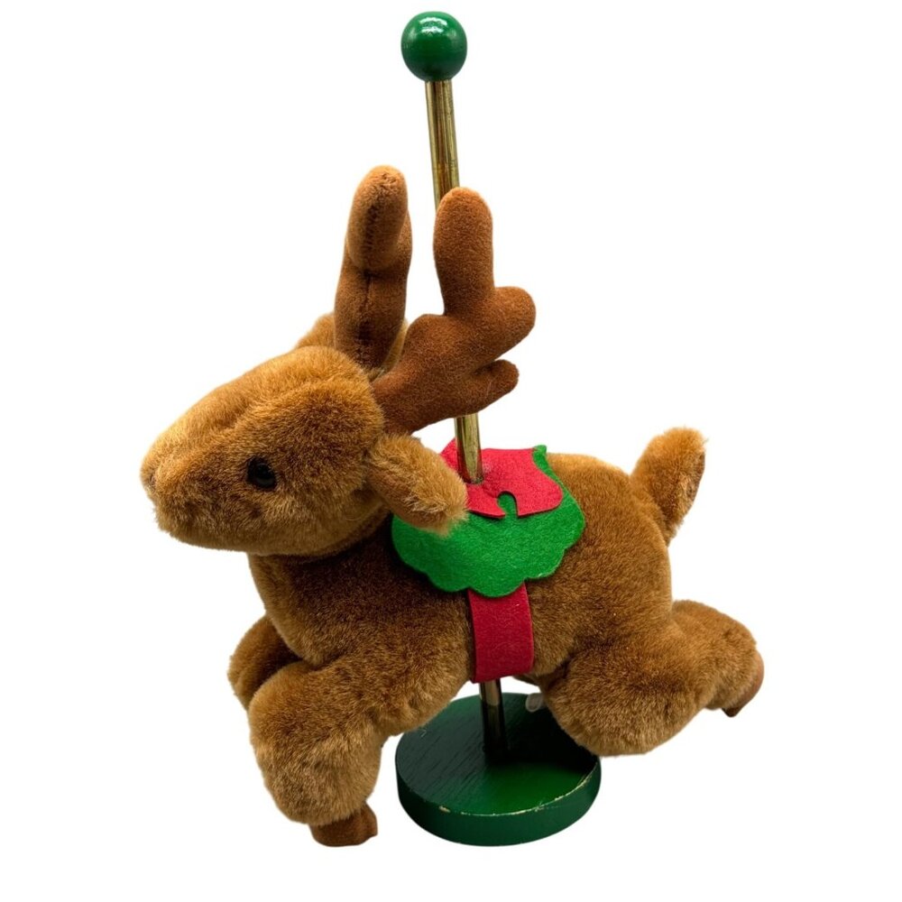 Applause marry carousel Plush Reindeer Figurine Felt Details Pole Green READ